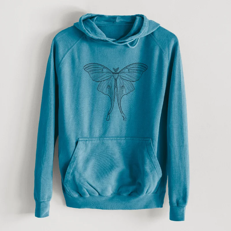 Luna Moth - Actias luna  - Mid-Weight Unisex Vintage 100% Cotton Hoodie