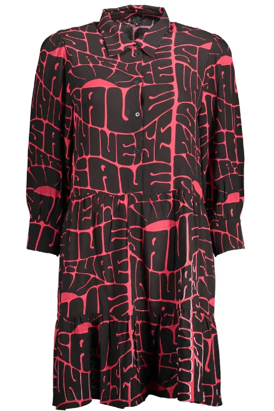 Desigual Elegant Viscose Long-Sleeve Dress with Italian Women's Collar