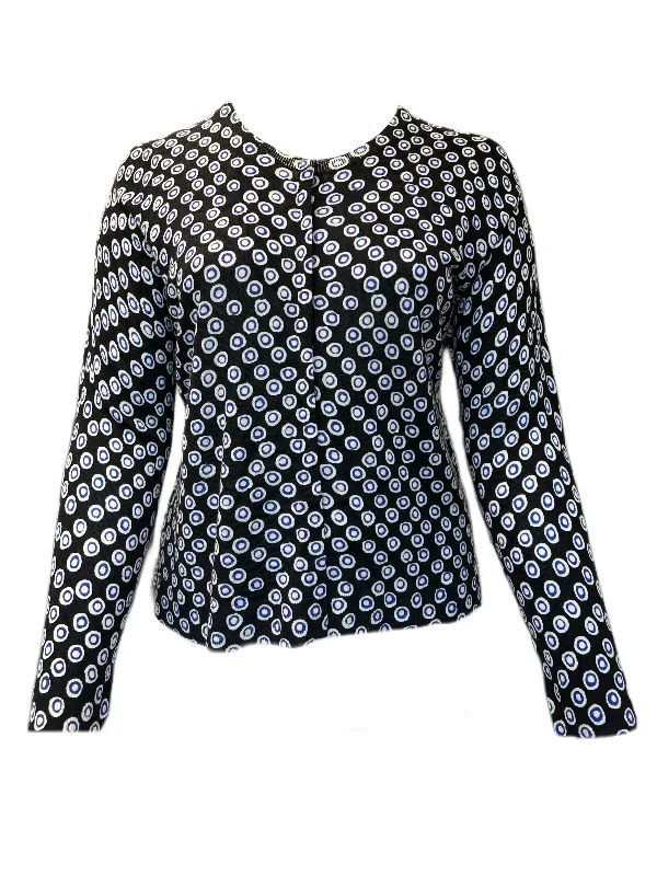 MARINA RINALDI Women's Black Maesta Dotted Cardigan $535 NWT