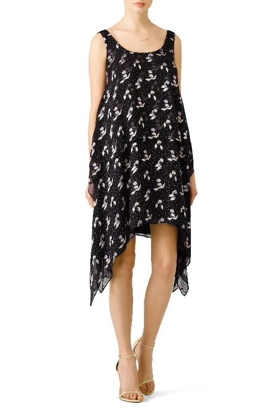 Gestures Burnout Handkerchief Dress In Black