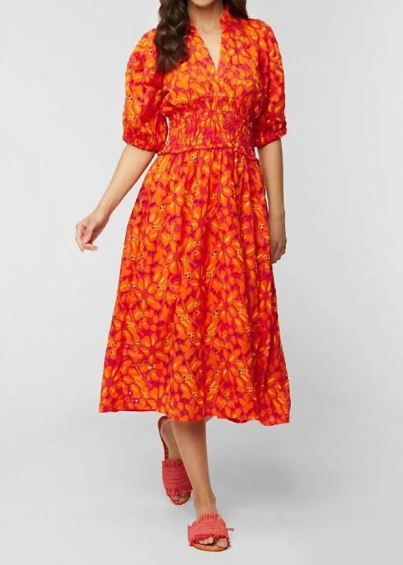 Guadalupe Midi Dress In Orange