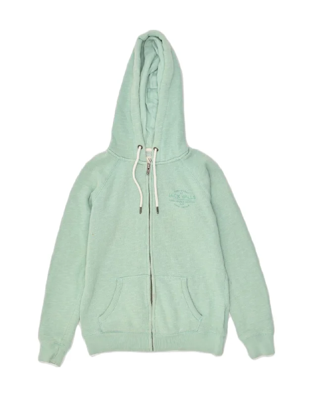 JACK WILLS Womens Zip Hoodie Sweater UK 10 Small  Green Cotton