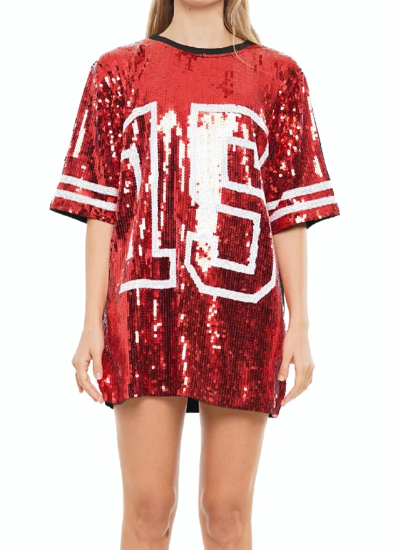 Number 15 Jersey Dress In Red