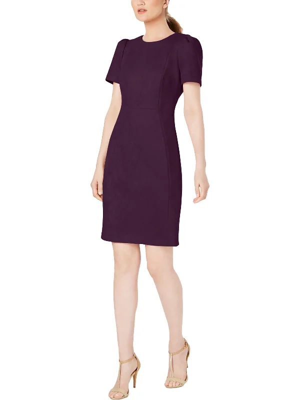 Petites Womens Solid Polyester Sheath Dress