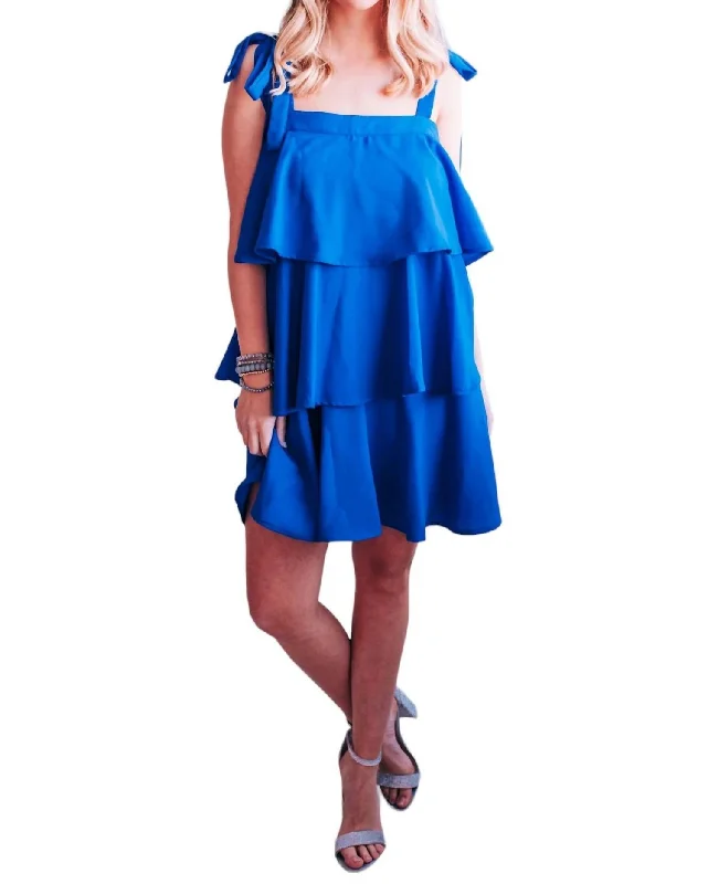 Tiered And Fabulous Shift Dress In Royal