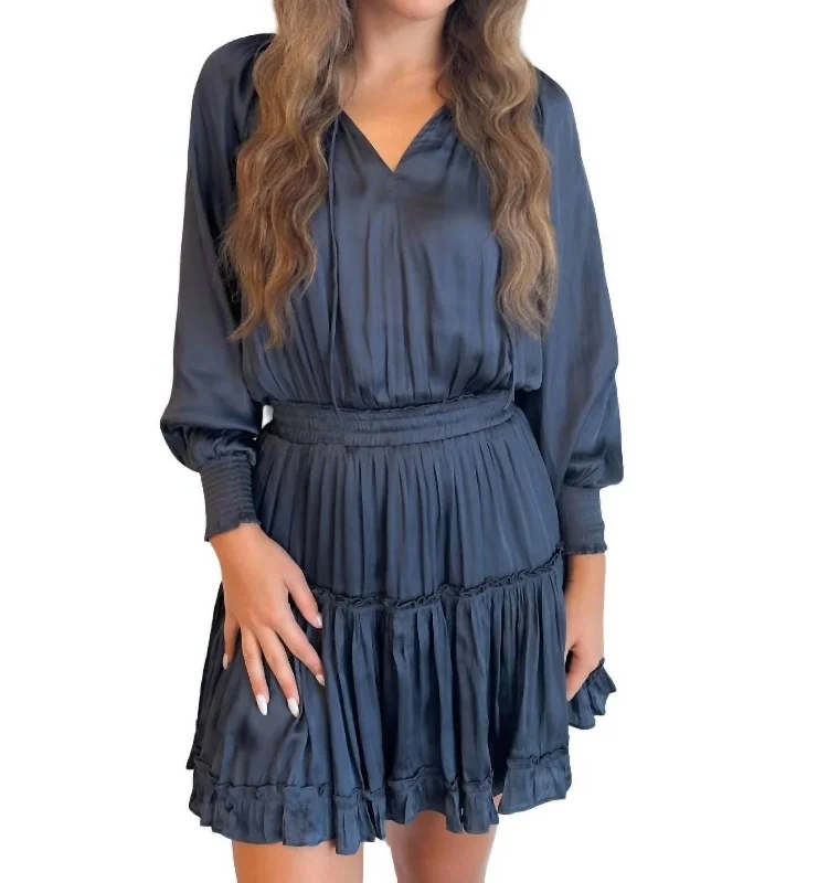 Maya Long Sleeve Dress In Navy