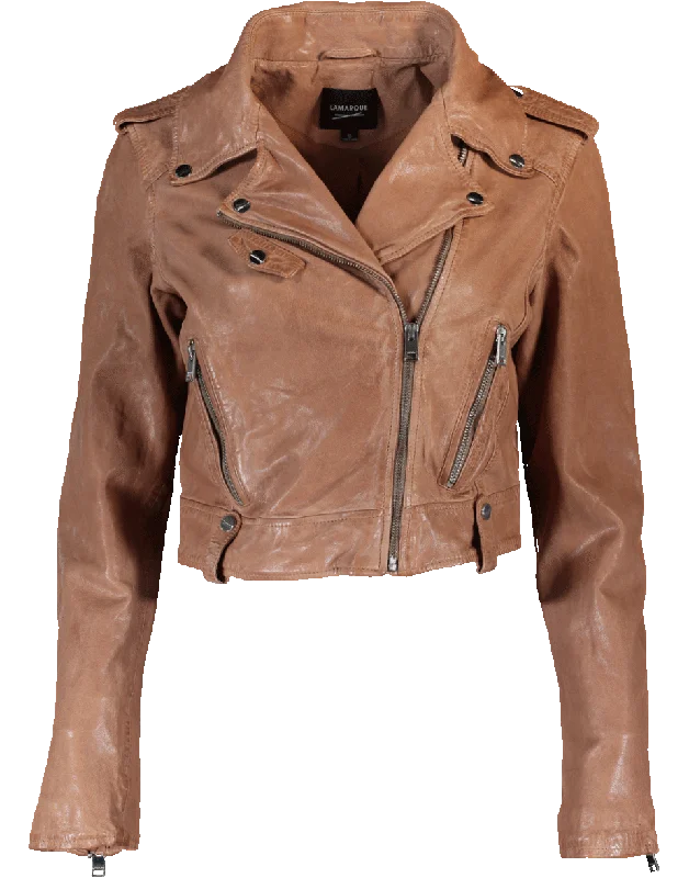 Ciara Cropped Leather Jacket