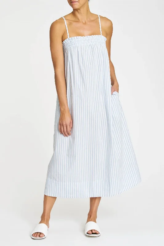 Farrah Midi Dress In Blue Mist Stripe