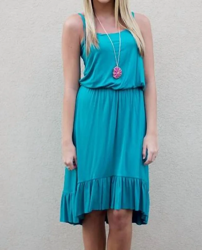 Cami Ruffle Hi Lo Dress In Jade