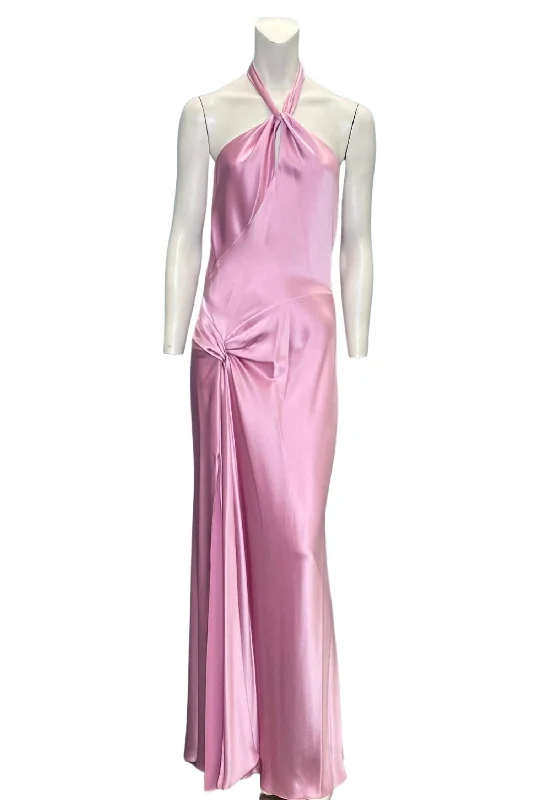 Satin Gown In Light Pink