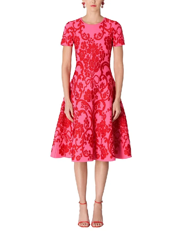 Carolina Herrera Crewneck Knit Flare Dress