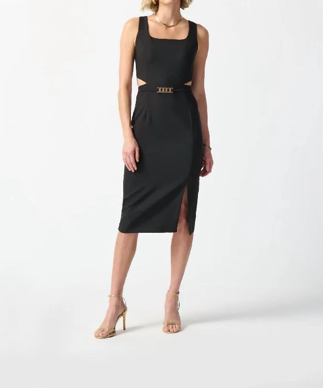 Lux Twill Sheath Dress In Black