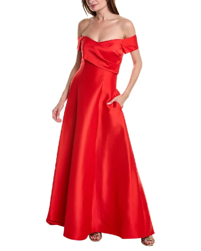 Badgley Mischka Off-The-Shoulder Gown