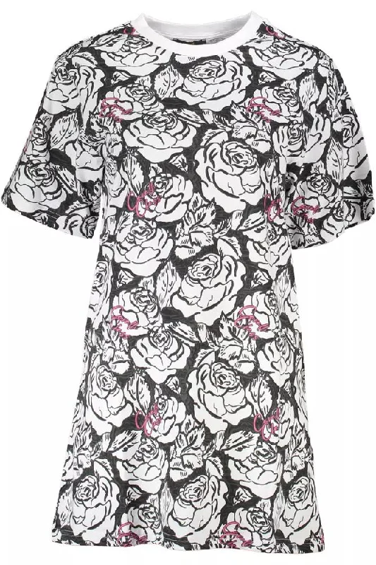 Cavalli Class Elegant Short Sleeve Round Neckline Printed Women's Dress