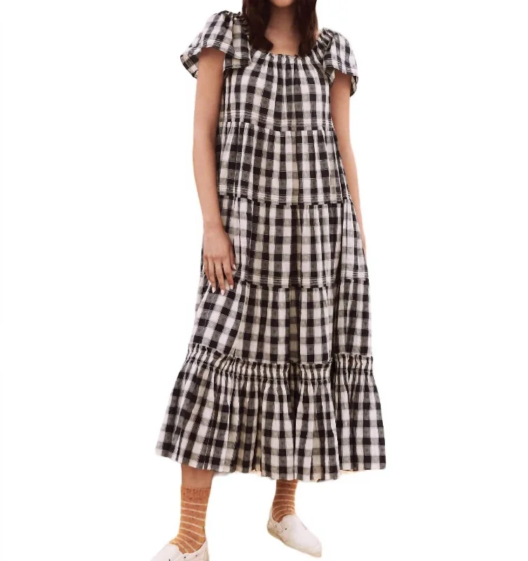 Nightingale Dress In Navy Heart Check