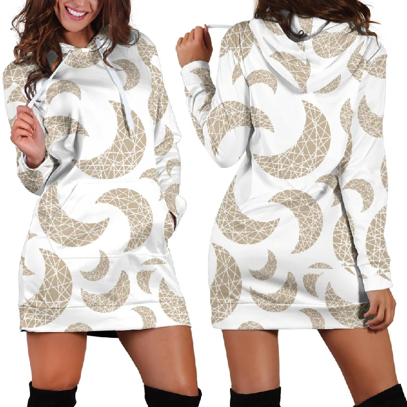 Cool Gold Moon Abstract Pattern Women'S Hoodie Dress