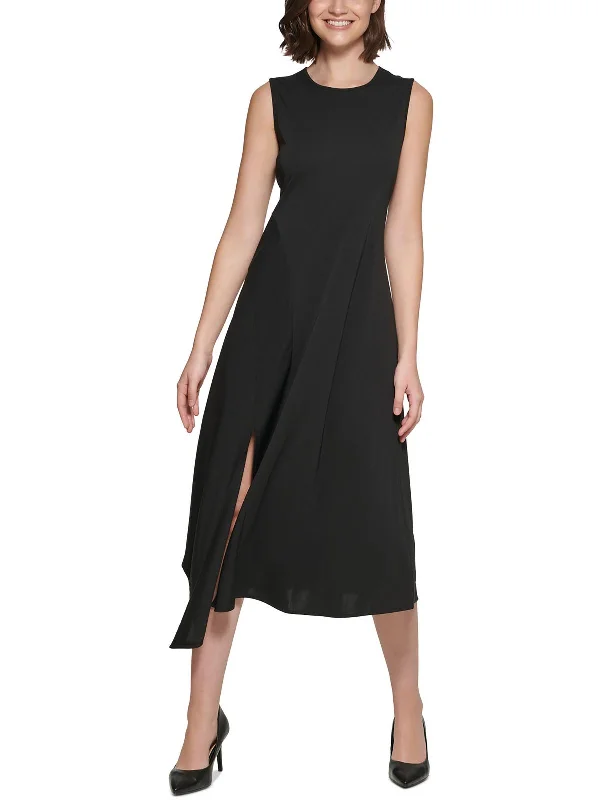 Womens Solid Matte Jersey Midi Dress