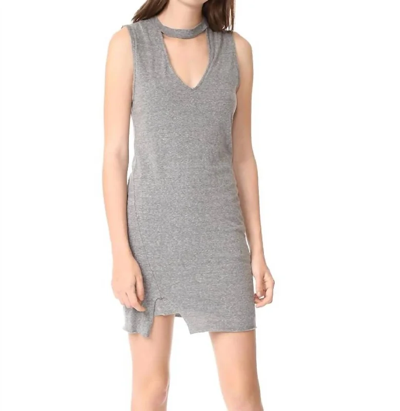 Choker Dress In Heather Grey