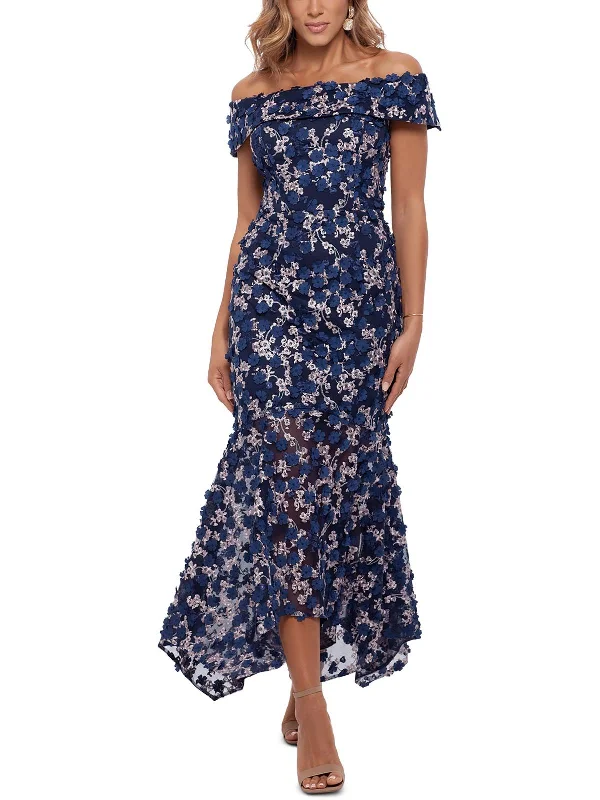 Womens Floral Print Polyester Evening Dress