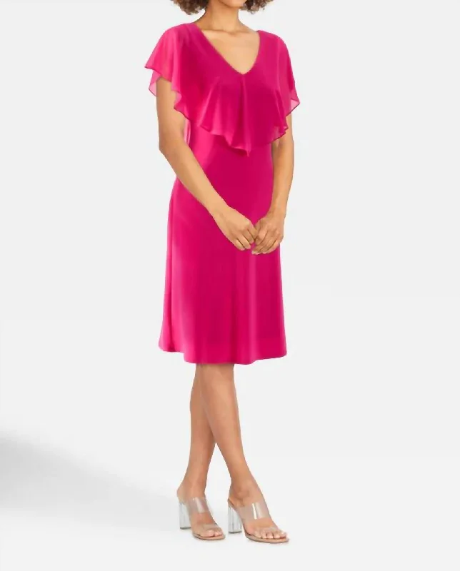 Chiffon Overlay Dress In Dazzle Pink