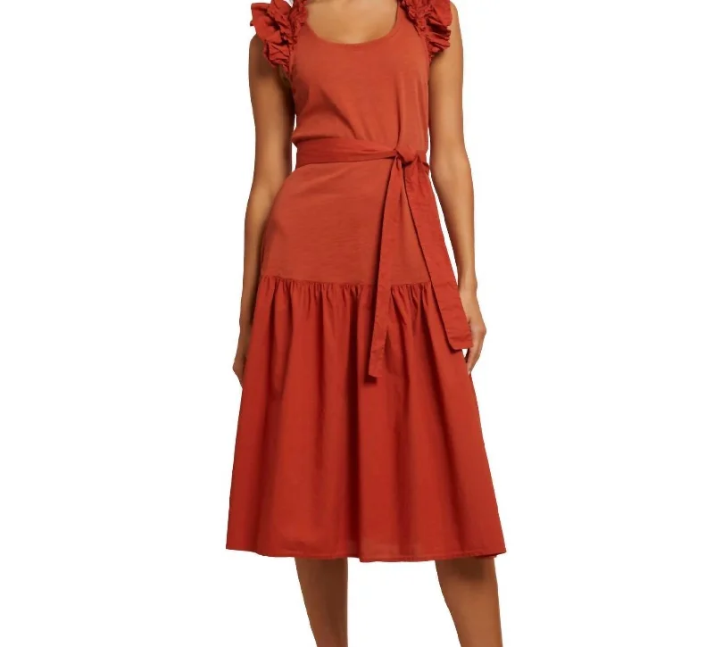 Everleigh Frilly Dress In Cayenne