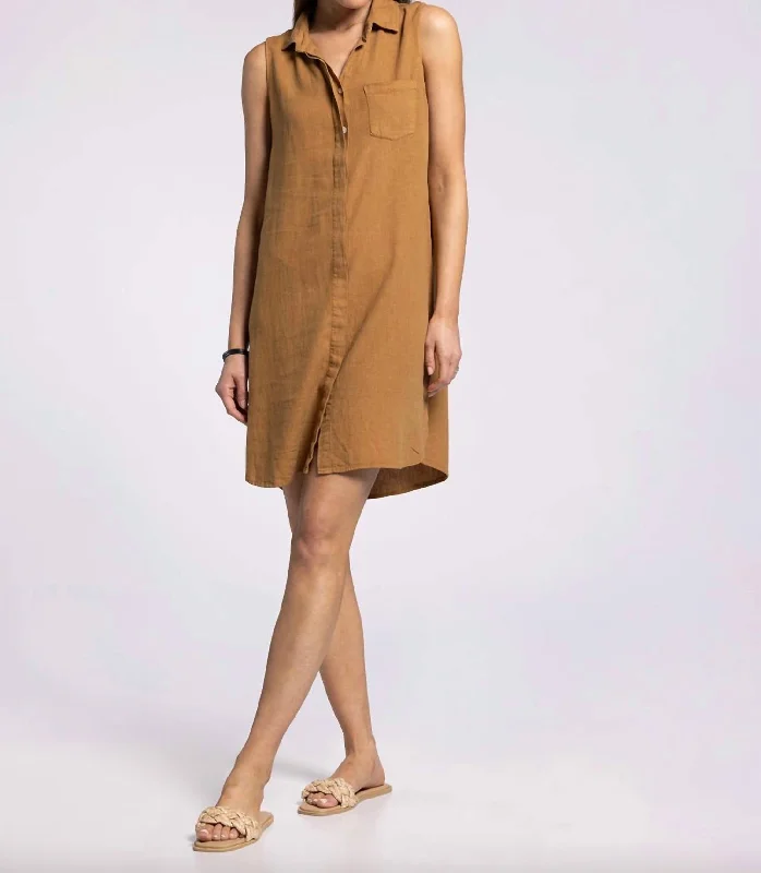 Reef Point Dress In Golden Brown