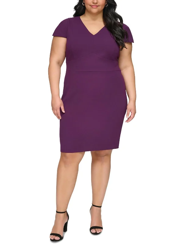 Plus Womens Crepe Sheath Dress