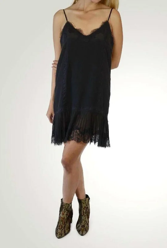 Pleated Panel Dress In Black