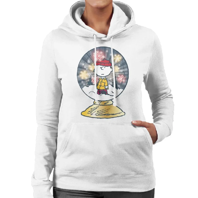 Peanuts Snoopy Charlie Brown In Snow Globe Women's Hooded Sweatshirt