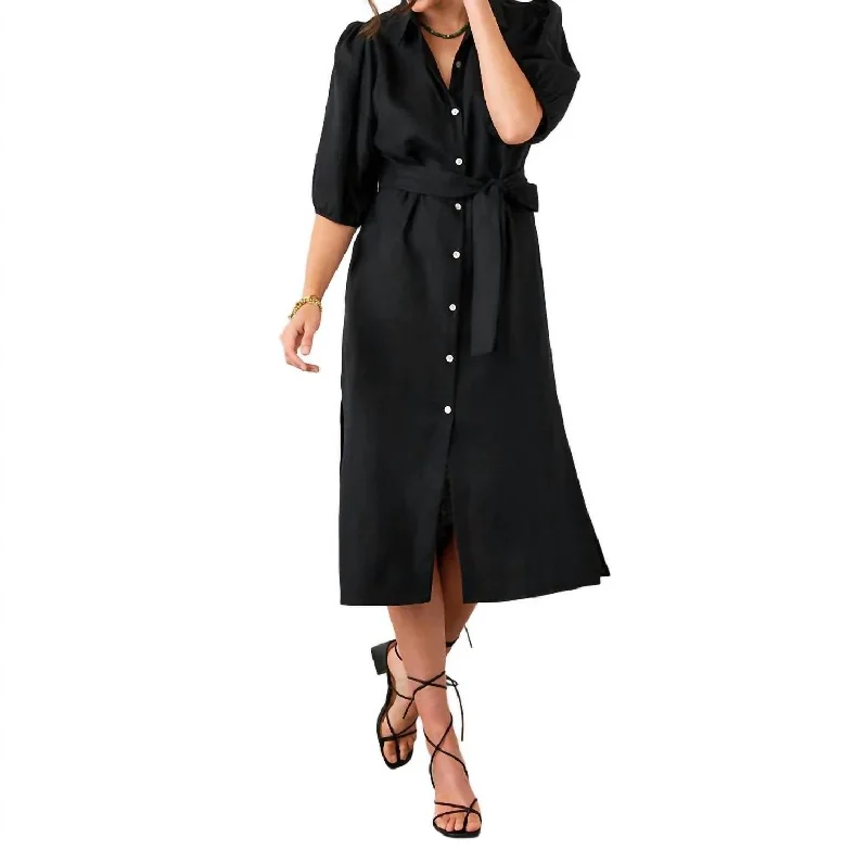 Incredible Offers Puff Sleeve Shirtdress In Black