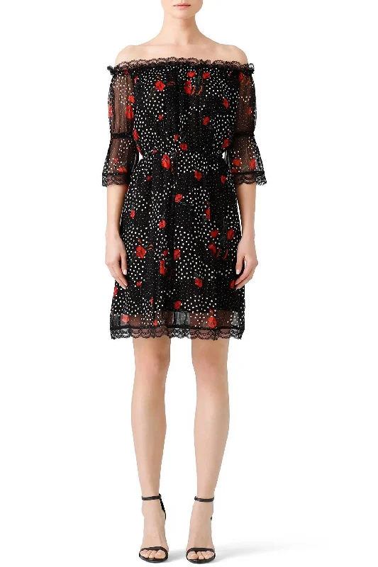 Popi Print Dress In Black