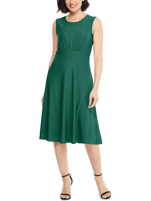 Womens Eyelet Knit Midi Dress