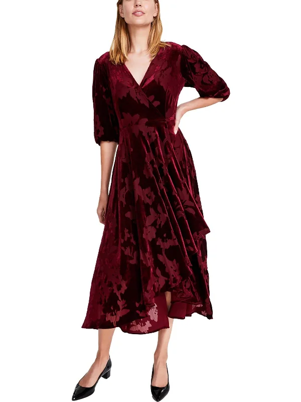 Womens Velvet Wrap Dress