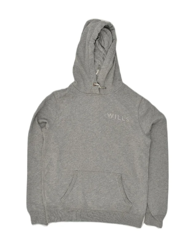 JACK WILLS Womens Graphic Hoodie Jumper UK  10 Small Grey Cotton