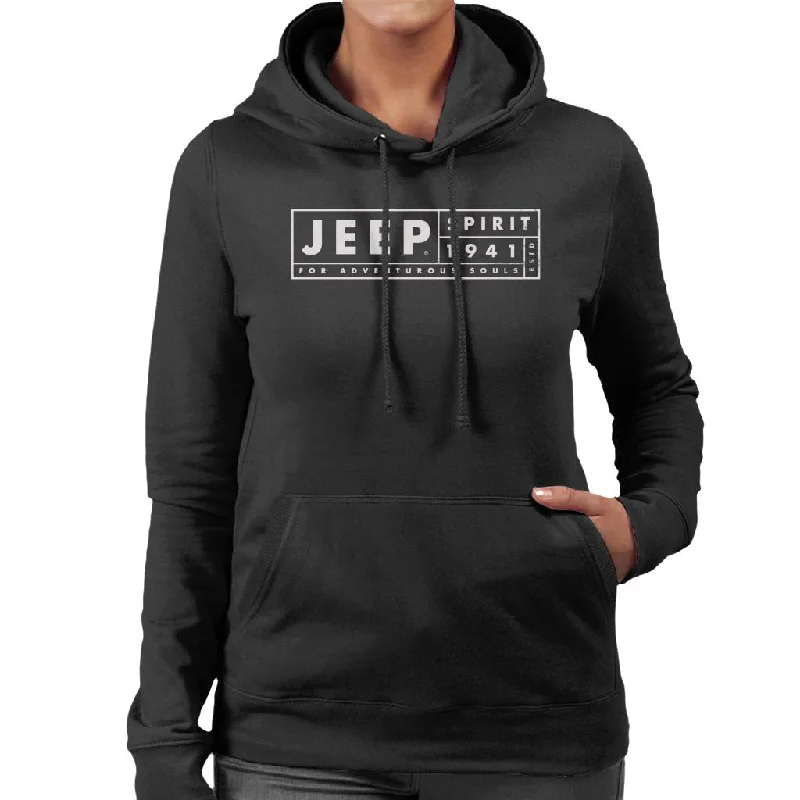 Jeep Spirit 1941 Estd For Adventurous Souls Light Logo Women's Hooded Sweatshirt