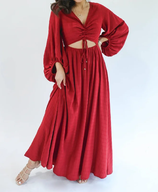 Grand Entrance Maxi Dress In Cranberry