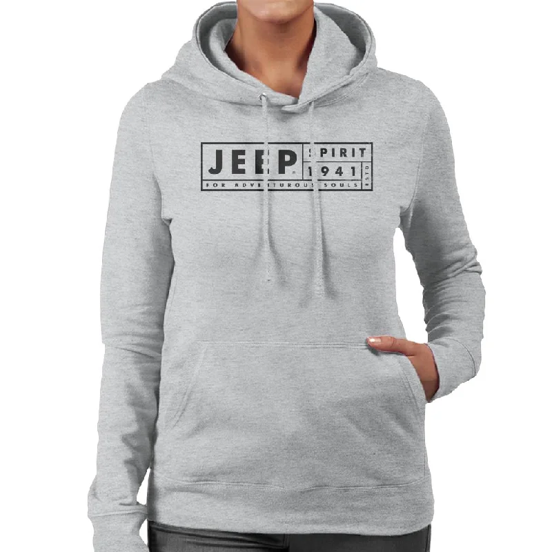 Jeep Spirit 1941 Estd For Adventurous Souls Dark Logo Women's Hooded Sweatshirt