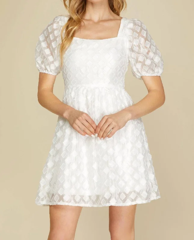 Jacquard Dress In White