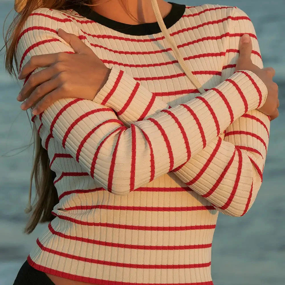 Dora Top | Apple Red + Brule Stripe