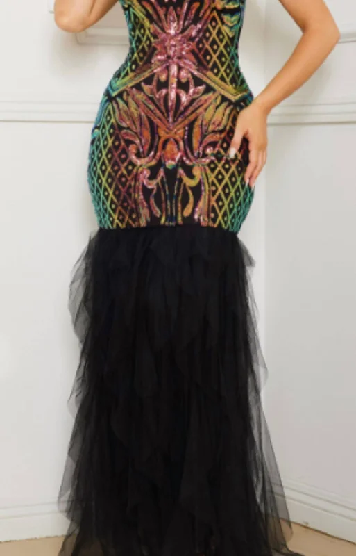 Iridescent Body Gown In Contrast