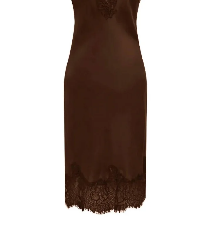 Megan Slip Dress In Chocolate