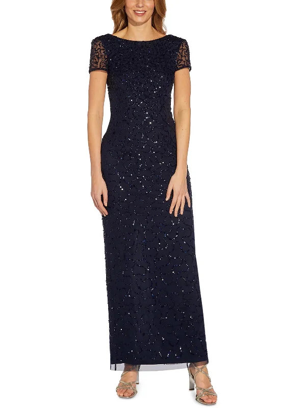 Womens Sequined Long Evening Dress