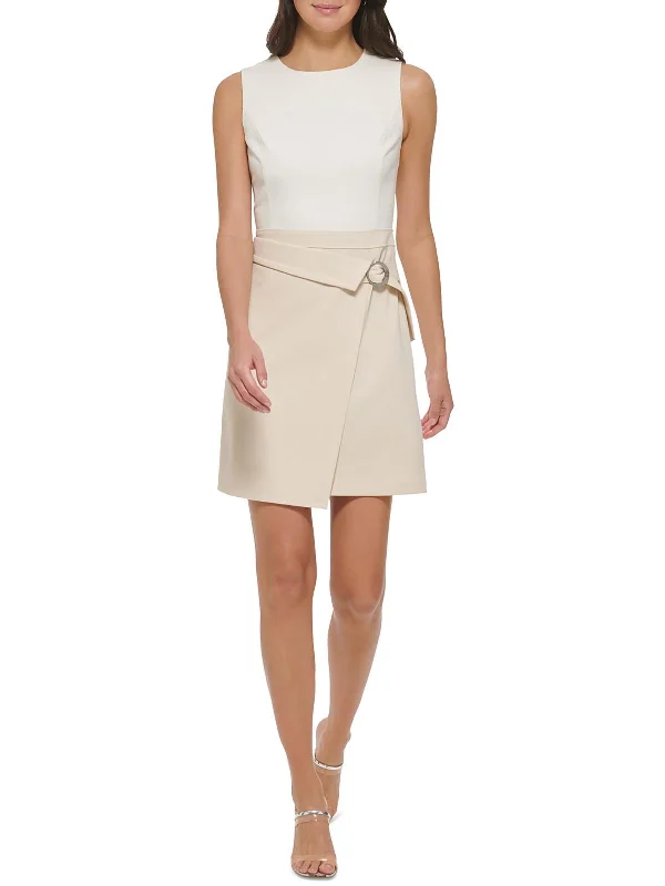 Womens Above Knee Colorblock Wear To Work Dress