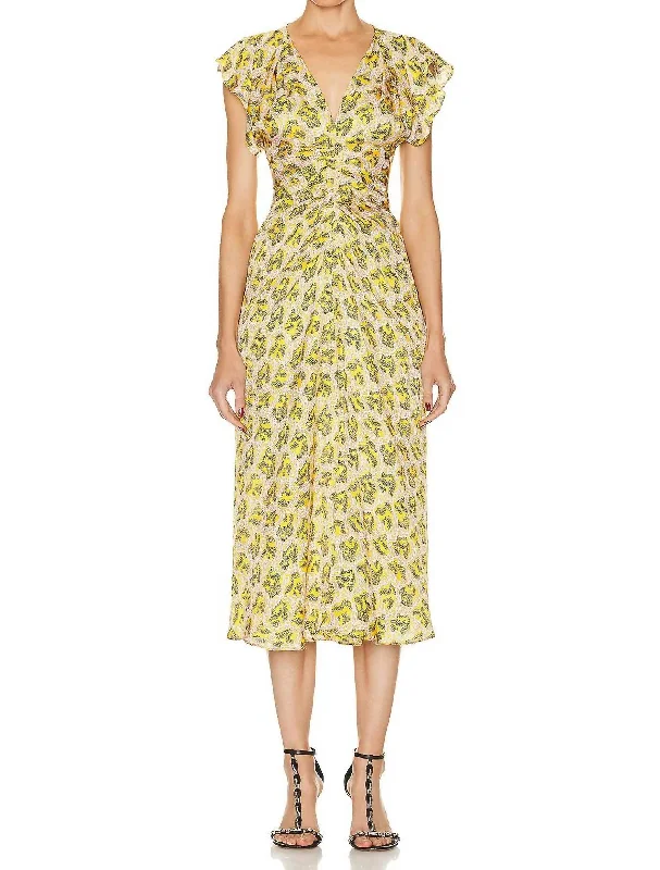 Lyndsay Printed Flou Dress In Sunshine