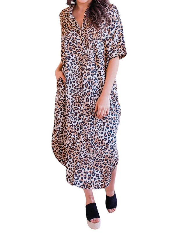 Pier Bliss Midi Dress In Leopard