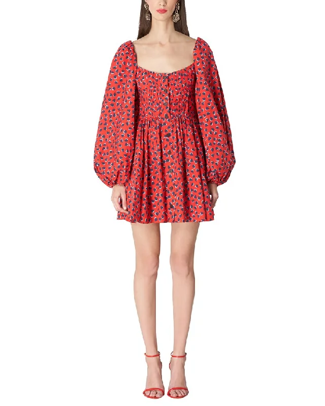 Carolina Herrera Button Front Balloon Sleeve Mini Dress