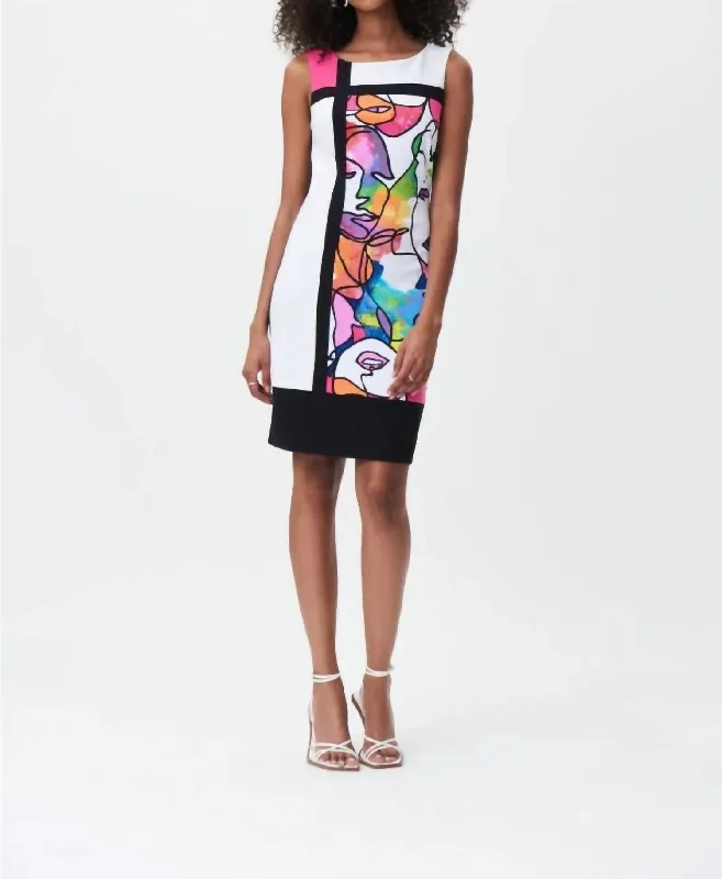 Abstract Face Dress In Multi