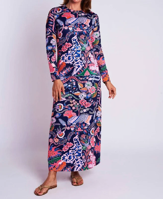 Now or Never Ashton Maxi Dress In Eden Navy Multi