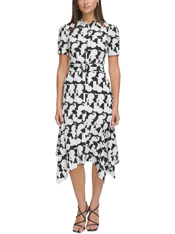 Womens Printed Polyester Shirtdress