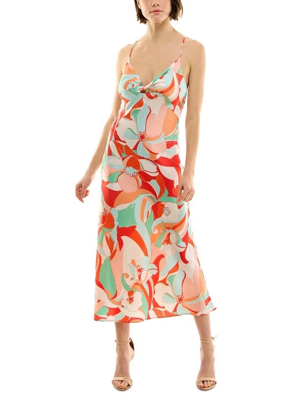 Juniors Womens Midi Printed Midi Dress